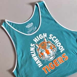 Netflix Stranger Things Hawkins High School Tigers Graphic Print Muscle Shirt